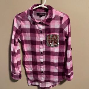 Girls plaid button up